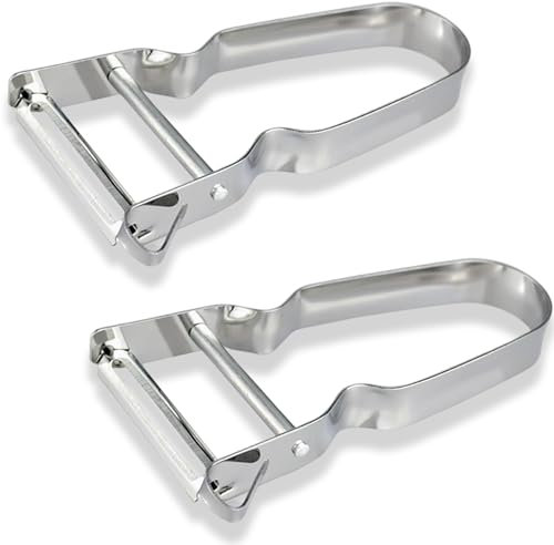 2 peladores de acero inoxidable, pelador de verduras rápido, 113 x 47 mm, corte recto extra afilado, 113 x 67 mm, pelador fácil para cocinas profesionales y domésticas