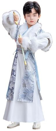HHCTEBEC Winter Kung Fu Hanfu für Jungen Schwertkämpfer Kampfkunst Robe Fechter Leistung Kostüm Tang-Anzug,100