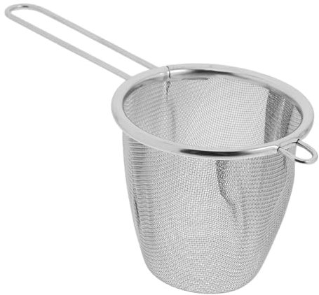 HOMOCONO Stainless Steel Tea Infuser with Handle Ergonomic Design for Safe Pouring Fine Mesh Strainer for Loose Leaf Tea Versatile Kitchen Filter for Teapots Cups