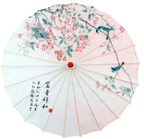 HDOYTXXM Elegant Handmade Asian Parasol With Traditional Pattern Bamboos Silk Umbrella For Weddings And Cosplays