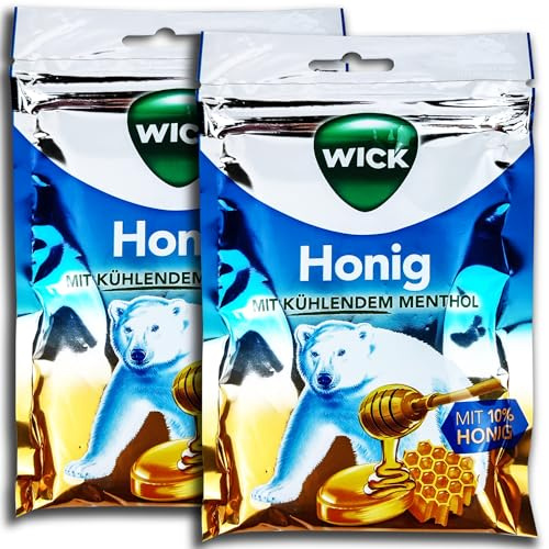 2 er Pack Wick Honig 2 x 72g Mentholbonbons mit Honig