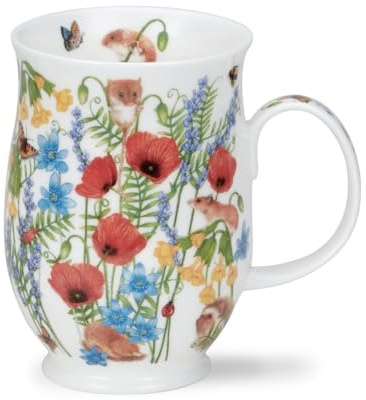 Dunoon Suffolk Hidden Garden Poppy Tasse aus feinem Knochenporzellan, 0,31 l