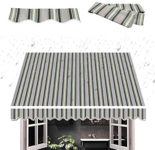 IMUNKT Einziehbare Markisenstoff Balkon Markisenbespannung wasserdichte Polyester Markisentuch 2/2.5/3/4/5/6m Klemmmarkise-Ersatzstoff Sonnenschutz(8x5ft/250x150cm)