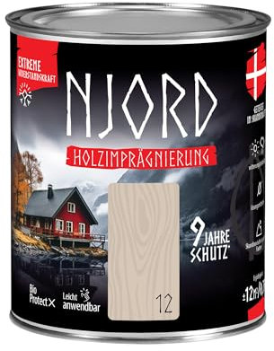 Njord Holzimprägnierung 750ml Holzfarbe (12) Neblige Wiese Holzschutz Bis zu 9 Jahre Holzlack Schutzlack Holzlasur