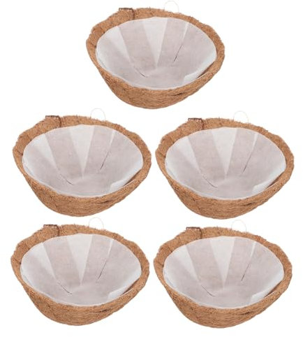 ibasenice 5sets Fibra Di Cocco Rivestimento Per Vasi Di Fiori Mezza Palla Forma Tappetino Umido Per Terreno Assorbente Idrofobico Per Aree Verdi Uffici Hotel e Altre Aree Interne Ed Esterne
