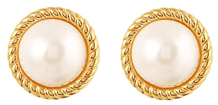 18K Gold Plated Braided Pearl Stud Earrings, Elegant Twisted Rope Circle Pearl Earrings, Hypoallergenic Jewelry for Women
