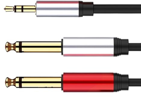 Duroecsain Cavo stereo da 3,5 mm a due mono 6,35 mm | Splitter audio Due Jack 6.3 | 1,5 m Giacca rinforzata riduce interferenze DJ Studio Podcast in