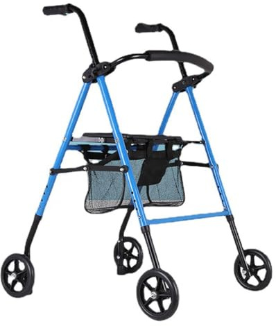 Andador ligero plegable de cuatro ruedas, altura ajustable, para ancianos y discapacitados, ayuda portátil para caminar