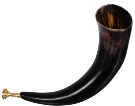Abaodam Viking Horn aus Natürlichem Ochsenhorn Leichtes Kraftvolles Blasinstrument für Piraten Halloween-cosplay Authentisches Partyrequisit Tragbar für Outdoor-feste und Thematische