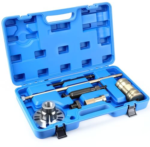 Wvoillty 10T - Extractor de cubos hidráulicos de rueda (8 piezas, universal, para llantas de 4/5 agujeros (96 – 125 mm), extractor de ejes de accionamiento con bomba hidráulica manual y martillo de