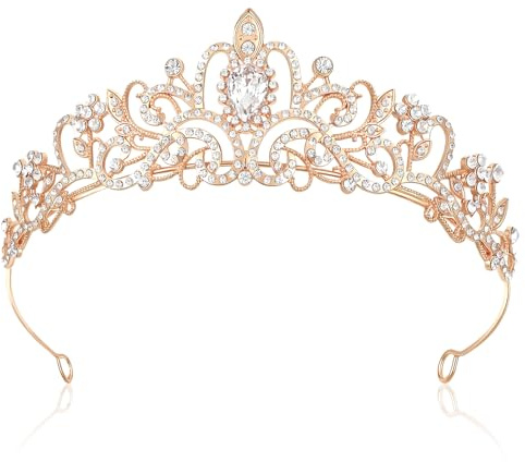 Tiara Hochzeit Gold Kristallkrone Strass Kristall Krone Diadem Hochzeit Krone Prinzessin Elegante Kron Königin Haarschmuck für Hochzeits Geburtstag Abschlussball Party Halloween Weihnachten