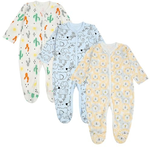 Vicloon Baby romper för bebisar, bomullssovsäck med knappar, unisex bebis, mjuk och lätt bomullsbody för bebisar, 0–12 månader