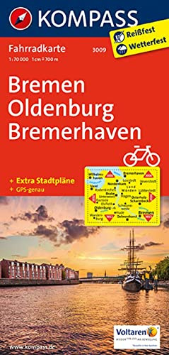 KOMPASS Fahrradkarte 3009 Bremen, Oldenburg, Bremerhaven, 1:70.000: Fahrradkarte. GPS-genau