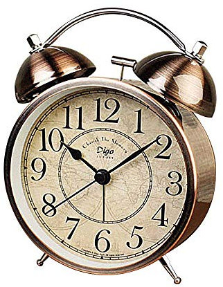 Fozela Vintage Wecker, Classic Bell Alarm Silence Doppelglockenwecker mit Nachtlicht, Geräuschlos, Lautem Alarm und Batteriebetriebene (Nicht im Lieferumfang)