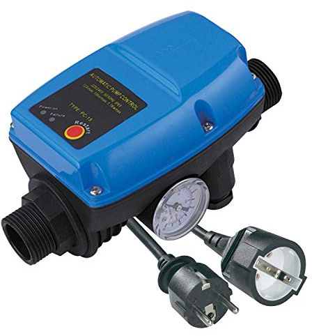 230V Pumpensteuerung Druckschalter 1,1kW max 10bar verkabelt mit Manometer | bis 12A Nennstrom, integrierter Trockenlaufschutz