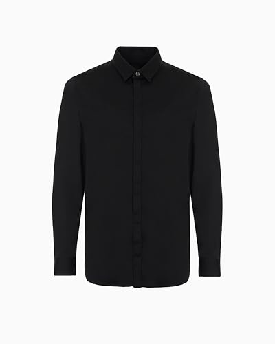Armani Exchange Smart Stretch Satin Camicia, Uomo, Nero, M