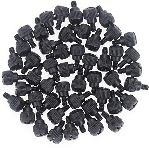 Favordrory 50 Stück 6#-32x5 M3.5 PC-Gehäuse-Rändelschrauben Schwarz Zink
