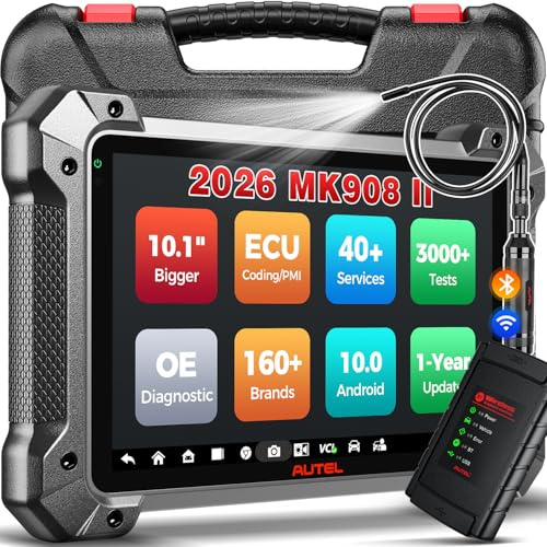 Autel MaxiCOM MK908 II 2026 Android 10 Auto Diagnosegerät mit €60 MV108S | Aktualisierte Ver. von MK908 MK906 Pro, AutoScan 2.0, Erweiterte ECU Codierung, Bidirektionale, 36+ Services, Alle Diagnosen