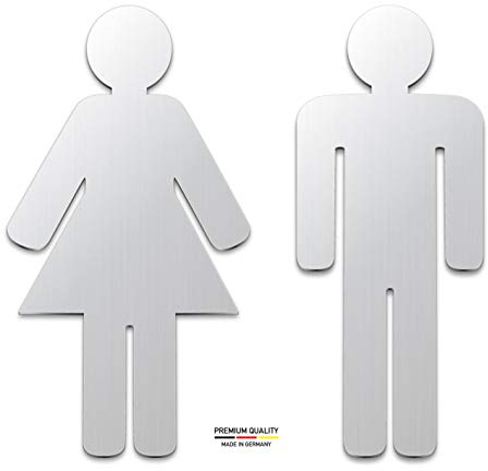 Kinekt3d Leitsysteme WC Aluminium Piktogramme - Toiletten Schilder Set - Höhe 125 mm - Damen + Herren - WC Klo Männchen. Schilder Set 1,5 mm Aluminium - 100% Made in Germany!