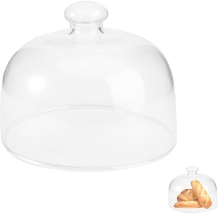 Hemoton - Couvercle de présentoir en verre - Cloche de désert - Transparent - Pour gâteau - Pour dessert - Plateau de service - 13 x 13 x 11 cm