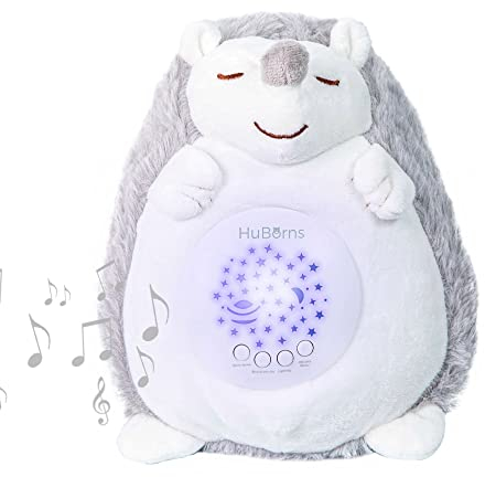HuBorns - Hans the Hedgehog, White Noise Baby Sleep Aid, 15 Calming Music for Sleep, 3-Modes White Noise Machine Baby with Star & Galaxy Lullaby Night Light Projector, Portable Plush Soother