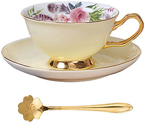 Tasse à café en porcelaine avec soucoupe Service à thé fin Service à thé avec tasse et soucoupe Blanc 02