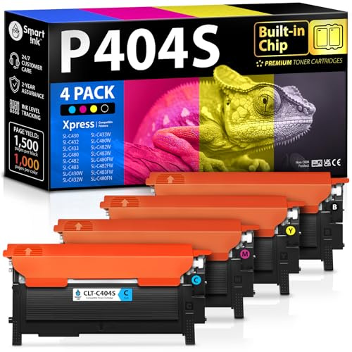 Smart Ink kompatible Tonerkartusche als Ersatz für Samsung CLT-404 CLT-P404C CLT-K404S CLT-C404S 4 Toner Pack (BK/C/M/Y) kompatibel mit Samsung Xpress SL C480W C480FW C430W C430 C480 C480FN C483W