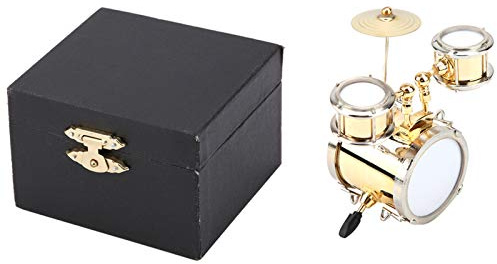 Miniatur Schlagzeug Modell, Messing Musikinstrument Ornament, Schreibtischdekoration mit Box, 8,6 x 8 x 3,9 cm, 147g, für Büro und Zuhause