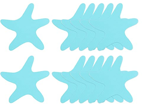 sourcing map 12pcs Non Slip Bathtub Stickers Bath Shower Floor 3.86 Anti-Slip Sticker Tape Starfish Style Decals for Bathroom Kitchen Bathtub Treads Stairs, Blue