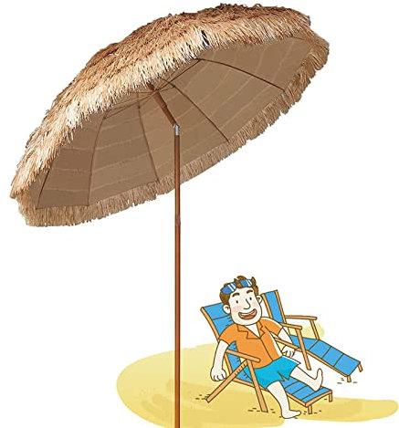 BEISCO Sonnenschirm Hawaii 200cm Neigbar Strandschirm Gartenschirm Outdoor Wetterfest Uv Schutz, Ohne Kurbel, Einfach Zu Bedienen
