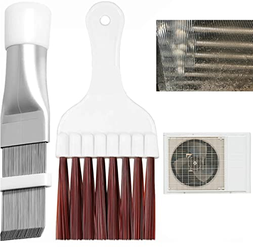Spazzola per Condizionatore d'Aria,Spazzola Pulizia Aria Condizionata,Dell'Aletta Spazzola Metallo,Spazzola per Pulizia del Condizionatore D'Aria,Strumento di Riparazione del Radiatore,2 Pezzi