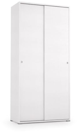 Kiamami Valentina - Armario Blanco de Doble Puerta corredera con 4 estantes Ajustables