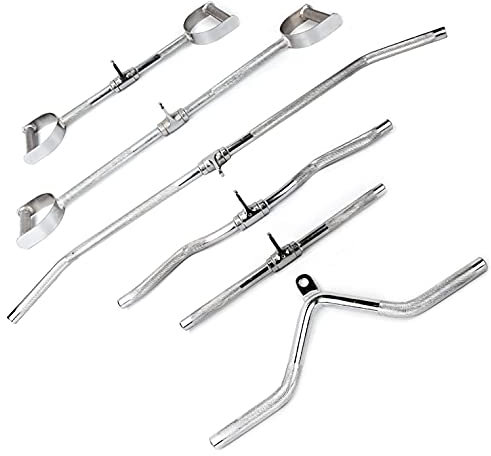 Solid Straight Bar LAT Pull Down Bar Attachment, Tricep Press Down Pulley Cable Machine, Bicep Curl, and Tricep Pushdown, Heavy-Duty Steel with Knurled Grip, Home Gym Accessories.