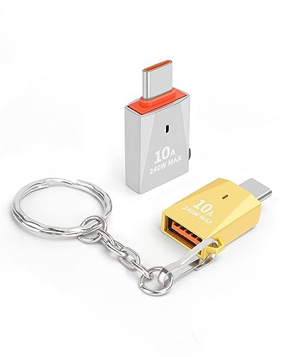 AIYEEN Adaptador USB C a USB de aleación de Zinc actualizado, Paquete de 2, convertidor Tipo C Macho a USB 3.0 Hembra, Adaptador OTG Compatible con Samsung Galaxy Google Pixel (Oro + Plata)