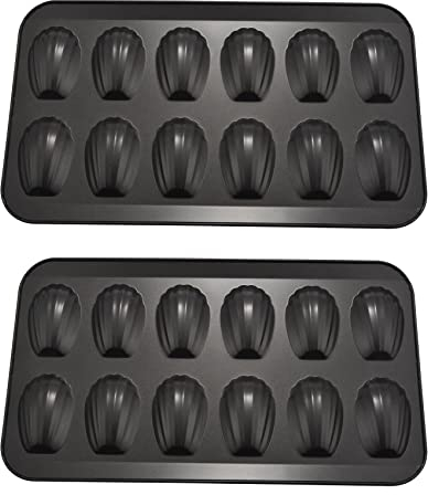 BLASHRD 4 Confezioni Pentola Antiaderente Madeleine, Stampo da Forno 12 con Tortiera Teglia da Forno Teglia da Forno Antiaderente al Cioccolato, Usata per Forno Nero