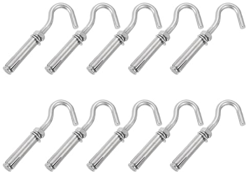 QUARKZMAN 10uds M8 304 Inoxidable Acero Expansión Gancho Estándar Abierta Copa Expansión Perno Tornillo Concreto Gancho para Pared Techo Concreto Mampostería