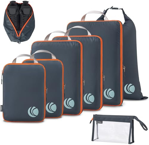 Cipway Bolsas Compresion Viaje, Diseño de Malla Impermeable Ligero y Duradero Bolsas de Viaje Organizador para la Mochila Maletas de Almacenamiento en el Hogar(Gris, 8 Unidades)