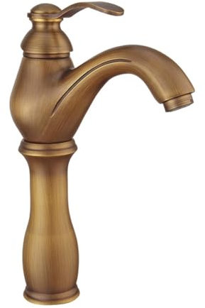 Wasserhahn Bad Waschtischarmatur Retro Antik Stil Messing Einhebel Mischbatterie Hoch Waschbecken Armatur, Badarmatur Waschtischbatterie Badezimmer, Bronze