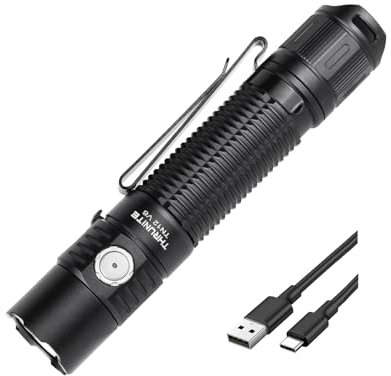 ThruNite TN12 V6 Tactical LED Flashlight, High 1950 Lumens Dual Switch, USB-C Rechargeable Flashlight Compact for EDC, Law Enforcement, and Outdoor Use (Cool White)