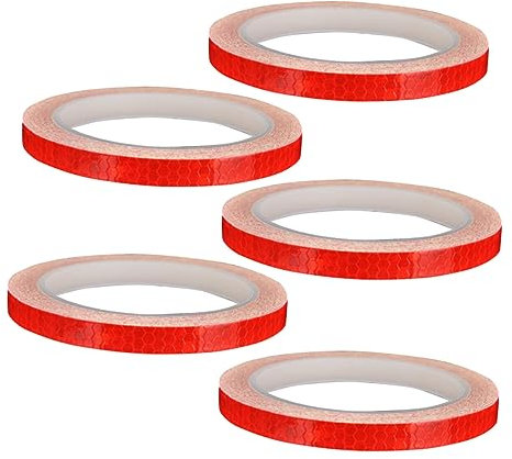 GETAJGHSD 5stücke Reflektorband Für Fahrräder Reflektierendes Sicherheitswarnband Reflektoraufkleber Reflektierendes Klebeband Reflektorwarnstreifen Für Rädern Und Felgen Rot