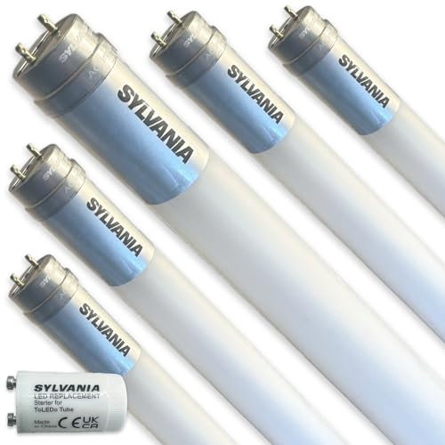 SYLVANIA LED T8 Röhre 73cm | 3000K Warmweiß | Neonröhre Ersatz | 1350 Lumen | 9 Watt | Leuchtmittel mit Starter | 5er Pack
