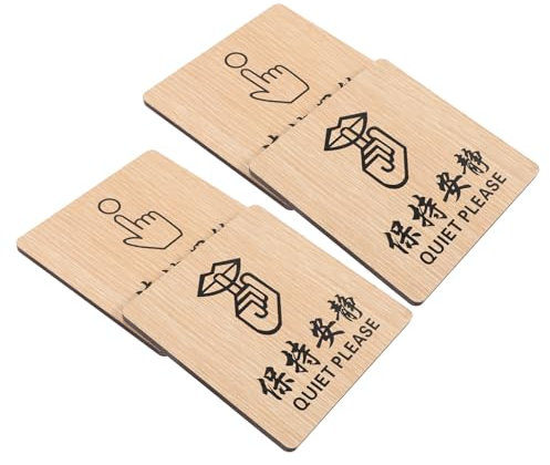 Gatuida Wooden Doorplates Set 4pcs Quiet Please Please Ring The Doorbell Signs Room Door Signs for Hotel and Home Use Natural Wood Decorative