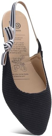 Rollasole D'Orsay Flats - Kensington - Scarpe basse pieghevoli da donna, eleganti ballerine pieghevoli per borsa, regali, Nero , 40/41 EU