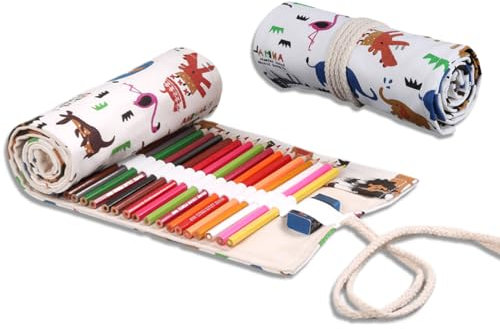 IKOPFLN Rollmäppchen, 36 Löcher Canvas Pencil Bag, Bleistifthalter für Künstler, Pencil Holder, Aufbewahrung für Stifte und Buntstifte zum Schreiben, Zeichnen,1 Stück