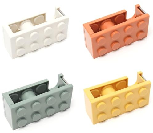 4-Stück Klebebandabroller, Bürobedarf, Tischabroller Klebeband, Tesafilm Abroller, Klebeband Abroller, Klebefilmabroller, Zum Schnellen Schneiden Von Klebeband (Gelb, Weiß, Grün, Orange)