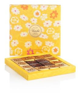 Venchi – Box mit 16 Verschiedenen Mini-Schokoladenmischungen, Dunkler Geschmack 60%, 75%, 90%, Glutenfrei und Vegan, 47 gr Frühlingskollektion-Geschenkbox, Geschenkidee