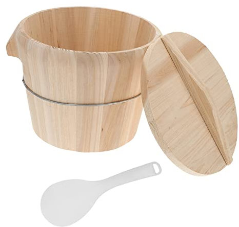 ABOOFAN Cuiseur À Riz En Bois Seau À Vapeur Naturel Poli À La Main Sans Odeur 24 Poignées Ustensile De Cuisson Pour Cuiseur À Riz