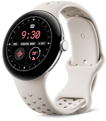 Google Pixel Watch 3 (41 mm) – Android smartwatch with heart rate tracking, advanced running from Fitbit, fitness insights, 24-hour battery – Champagne Gold Aluminium Case Hazel band LTE (Renewed)