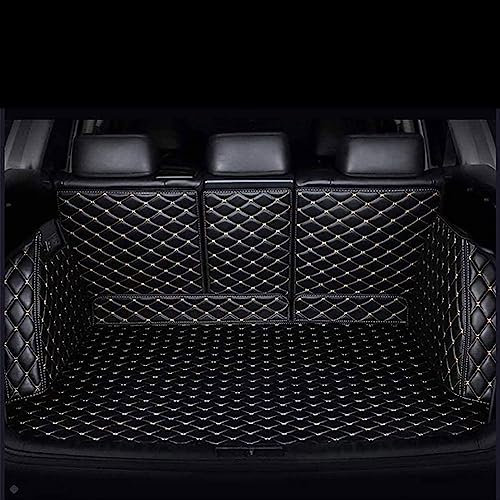 Auto Leder Kofferraummatte Für VW T-ROC 2005-2024 2025, Kofferraumwanne Wasserdicht Langlebig rutschfest Anti-Verschleiß (Black beige)