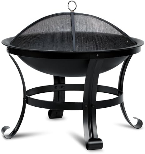 Berdsen Eldskål 60 cm, eldstad, utomhus, brandkorg, trädgård, rostfritt stål, pulverlackerad, svart